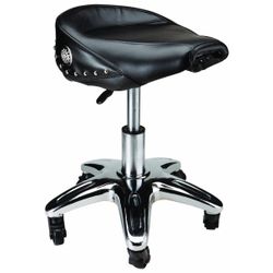 Rolling Biker Stool , Black Saddle Seat