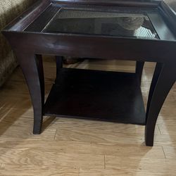 Cherry Wood and Glass end Table