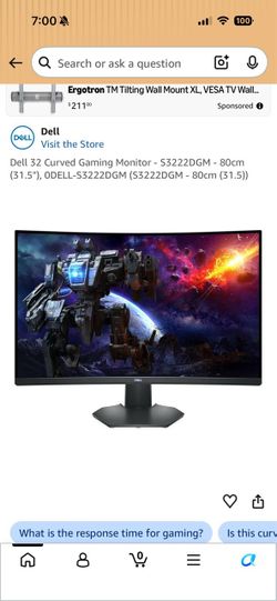Dell 32" Curved Gaming Monitor S3222DGM – QHD 165Hz, with Original Box