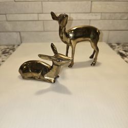 Set of 2 Brass Deer Figurines