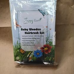 Zappy Earth Baby Wooden Hairbrush 5 Pieces Set New Sealed Bag $5