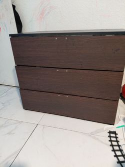 3-Drawer Dresser Dark Brown Wood Finish