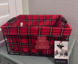 $15 - New Rae Dunn Buffalo Plaid wire basket with handles.  Joyful Merry & Blessed, measures 11” L x 6”D x 10”W.  Please pickup in the area of 36th Av