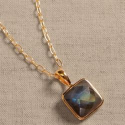 BANANA REPUBLIC LABRADORITE Square Facet Pendant Necklace by Aureus + Argent