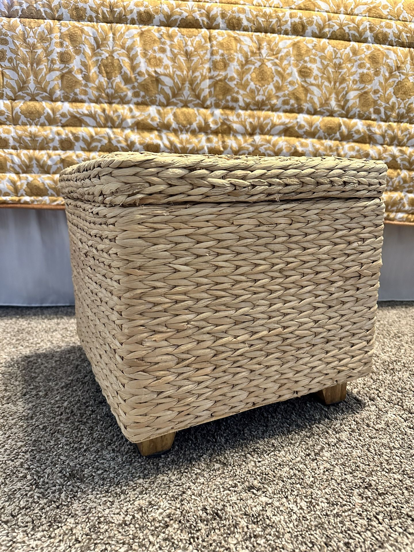 Woven Wicker Storage Ottoman