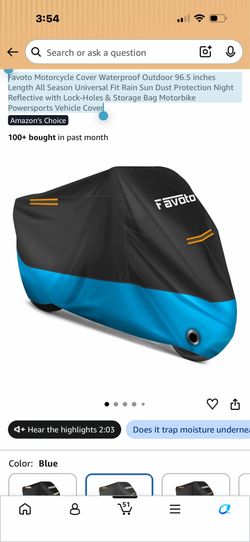 Motorcycle Cover Waterproof Outdoor 96.5 inches Length All Season Universal Fit Rain Sun Dust Protection Night Reflective with Lock-Holes & Storage Ba
