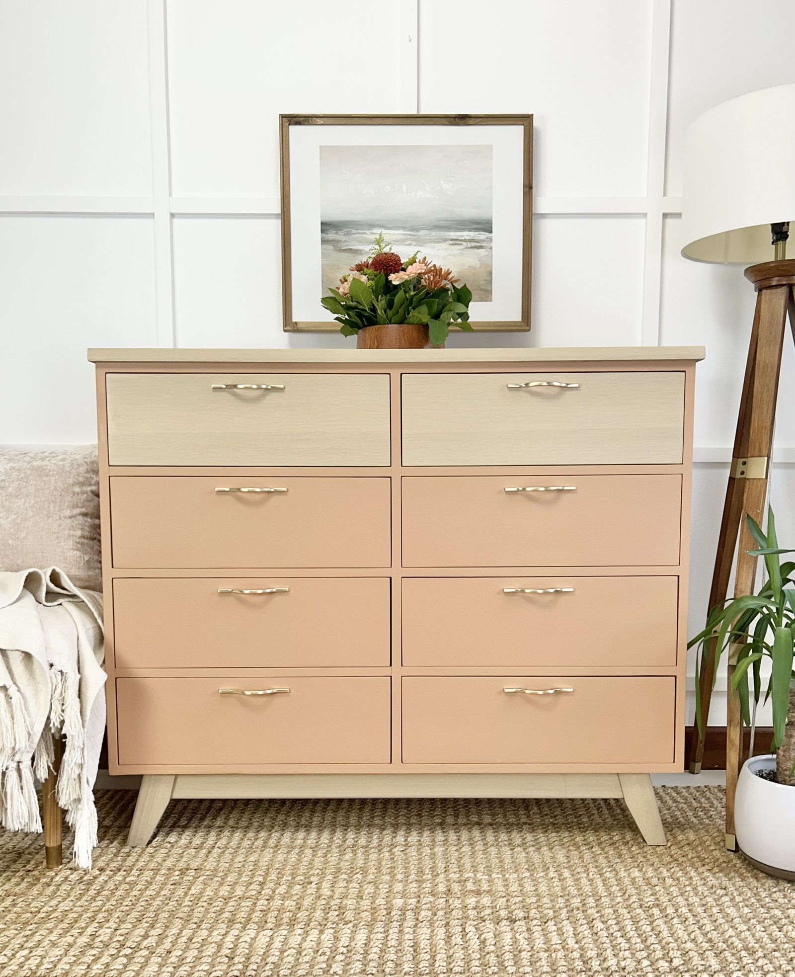 Mid Century 8 Drawer All Wood Dresser