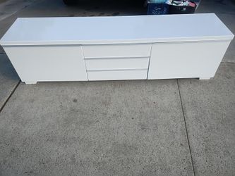 Modern High Gloss White TV Stand / Media Console – 3 Drawers & 2 Cabinets