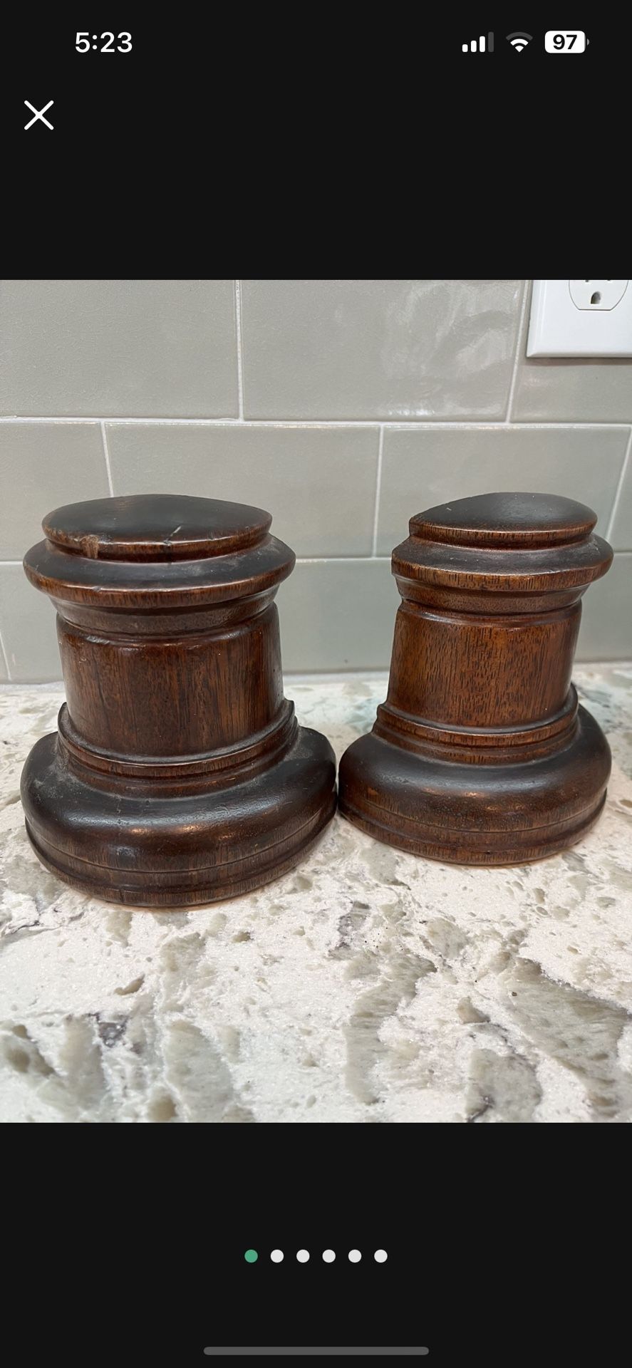 Weighed Antique Wood Bookends