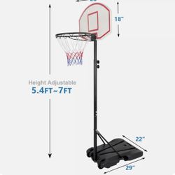 Pro 7ft Basketball Hoop Adjustable Height Portable Backboard System Junior Kid
