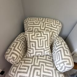 Gray and White Geometric Pattern Armchair