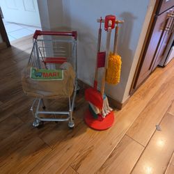 Shopping Cart & Cleaning Items