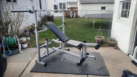 Squat rack and bench press