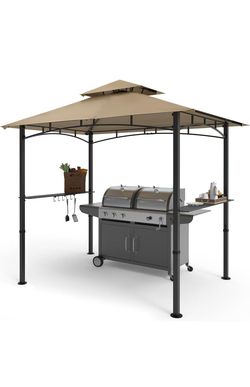 Steel Frame with Side Shelves & Utensil Hooks, 4 Magnetic Detachable LED Lights, Outdoor Grill Shelter$70