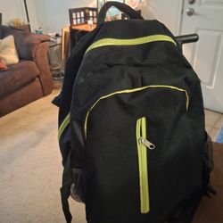 Child's Backpack, black and neon green