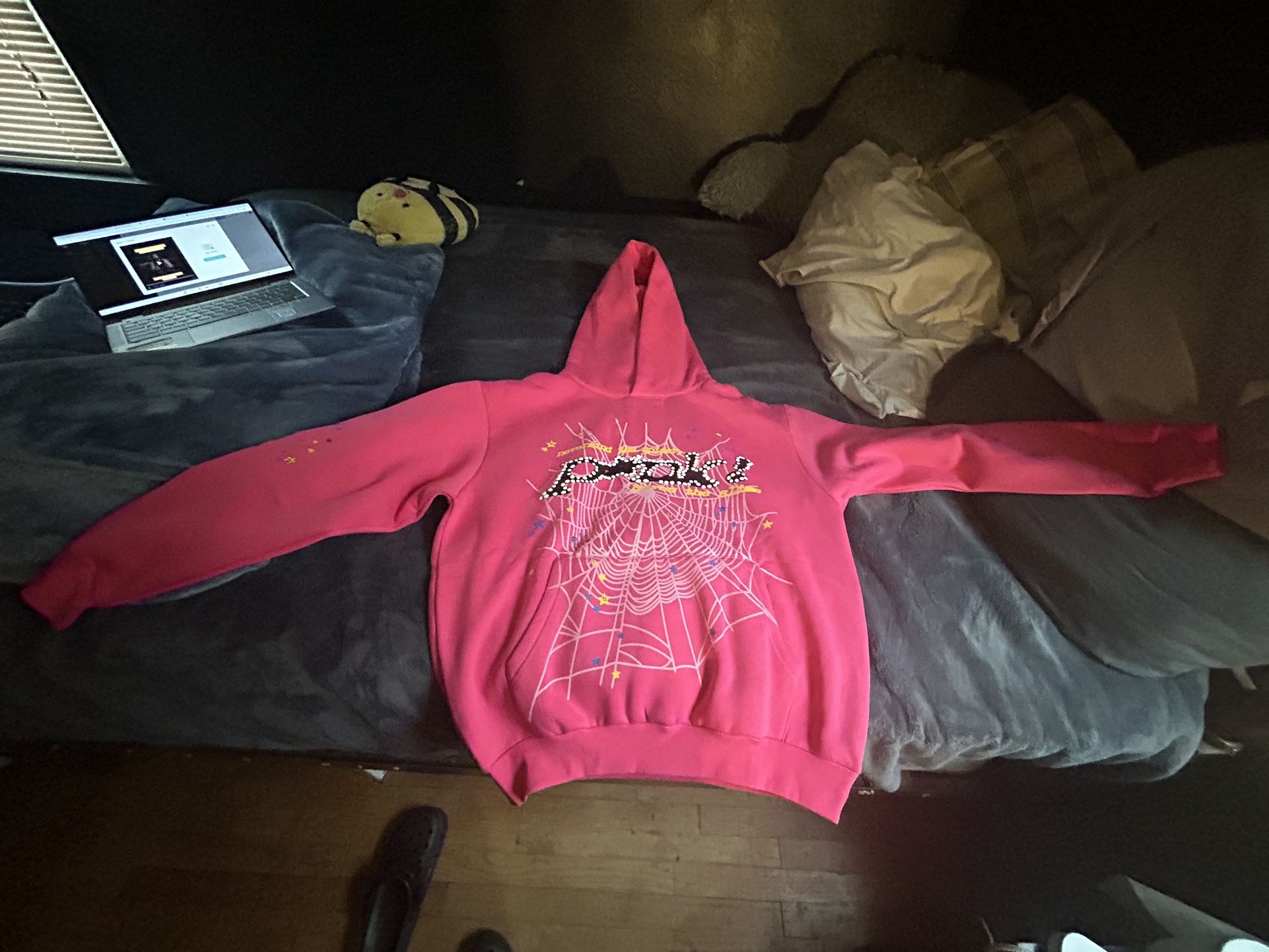 Pink Spider Hoodie Adult Medium 