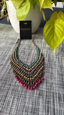 F21 fancy brass necklace