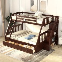Bunk Bed Full Twin ✔️ Cama Literas Con Almacenamiento 