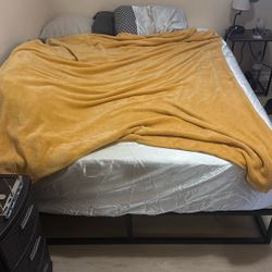 Queen Size Bed frame And New Memory Foam Mattress