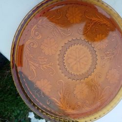 Tiara Indiana Amber Glass Tray,$10