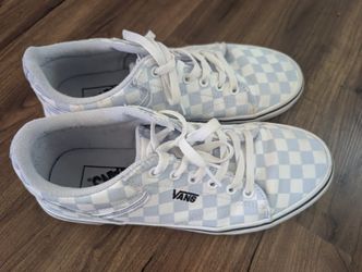 Light Blue And White Checkered Vans Women's