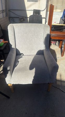 Gray Fabric Accent Armchair with Wood Legs