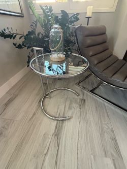 Glass metal contemporary side tables set of 2