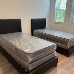 New TWIN SIZE BED SET TWO BED FRAMES WITH MATTRESS NEW BEDROOM FURNITURE SET DIFFERENT MODELS 