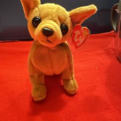 Rare Ty Beanie Baby Tiny Chihuahua Dog  Plush Stuffed Toy, Collectable 
