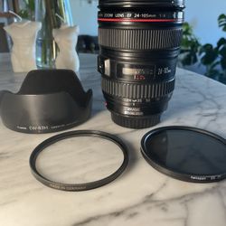 Near Mint Canon Zoom EF 24-105mm L IS USM with B+W UV and Heliopan ES 77 Circular Polarizer