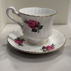Vintage English Bone China Set – Teacup, Saucer & Floral Bell