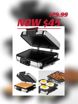 BLACK+DECKER 3-in-1 Waffle Maker W/Nonstick Reversible Plates
