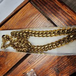 Gold Platted Cuban Chain(costume Jewelry) 18in 
