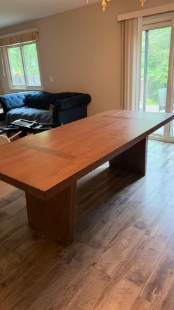 Large Wood Dining Table with Pedestal Base