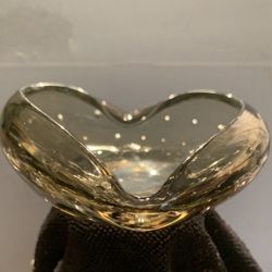 Vintage Bubbled Murano Glass Heart-Shaped Bowl 5”x6” 2.5 Deep