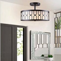 Osimir LED Semi Flush Mount Ceiling Light, 14" Dia 24W 3000K LED Dimmable Close to Ceiling Light