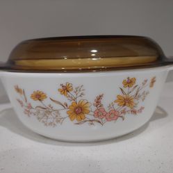 Vintage 1980s Pyrex Country Autumn, 8in Casserole Dish With Lid  