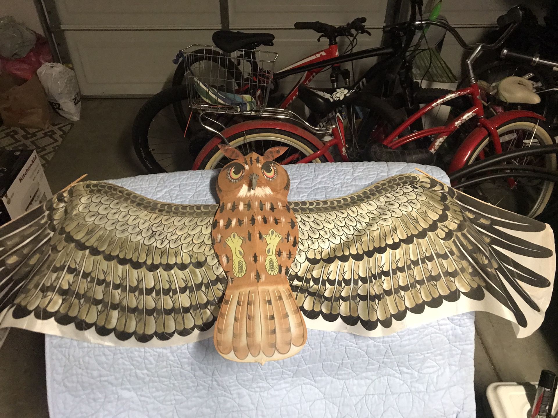 Owl kite with wooden frame