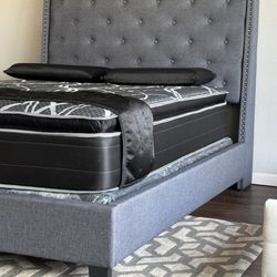 BRAND NEW QUEEN SIZE 6foot TALL BED FRAME WITH NEW MATTRESS SET/FAST DELIVERY 