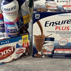 Chocolate Ensure Plus & Boost Nutritional Drinks- Low Price.    $15 For All