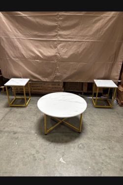 New Assembled Coffee Table with 2-Piece End Tables