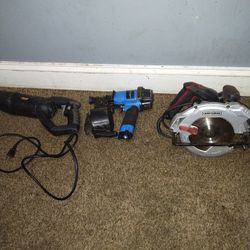 Circular Saw,Nail Gun,And Steel Grip