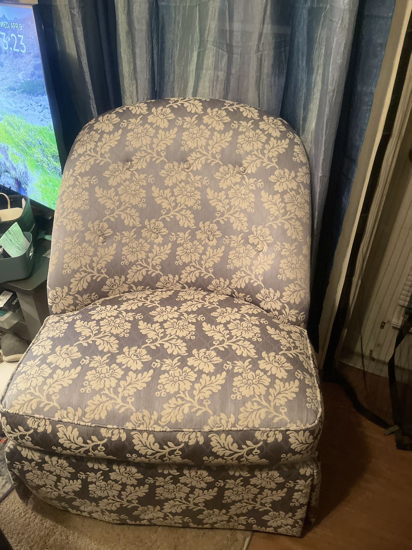 Beautiful Blue Floral Chair Large & Comfortable