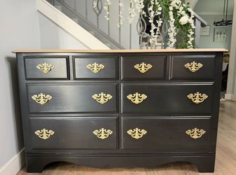 Black and Beige Refurbished Ethan Allen Dresser, OFFERING DELIVERY TO YOU!