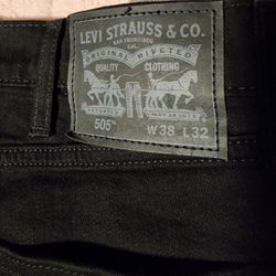 Men's Black Levi's 505 Zipper 38x32