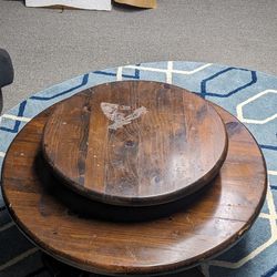 Coffee Table W/Lazy Susan- Heavy Real Wood