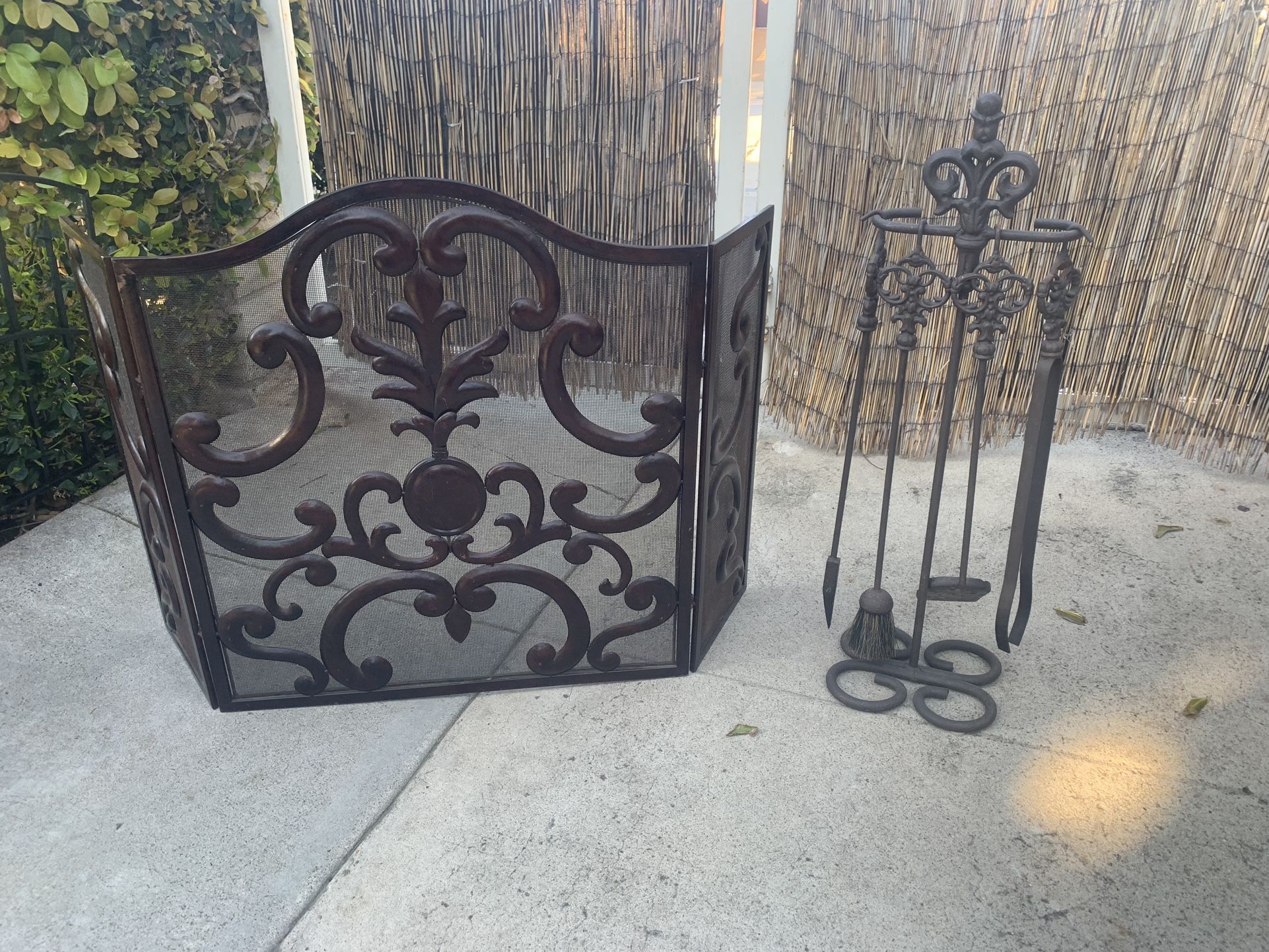 Fireplace Screen with Adirons