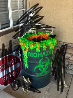 Biohazard 55 gallon drum Halloween decor Biohazard 55 gallon drum Halloween decor