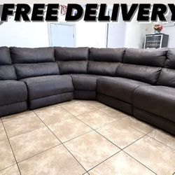 Gray Sectional Couch Recliner 