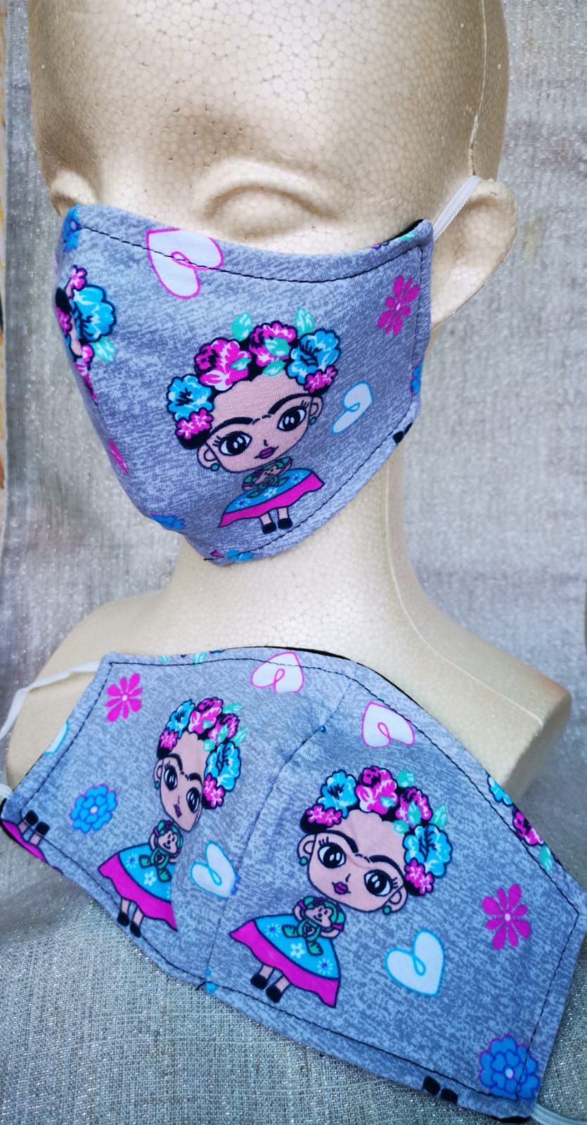 Adult Large Face mask (Frida Kahlo Gray): Hand made mask, reversible, reusable, washer and dryer safe. #halloween #girls clothes